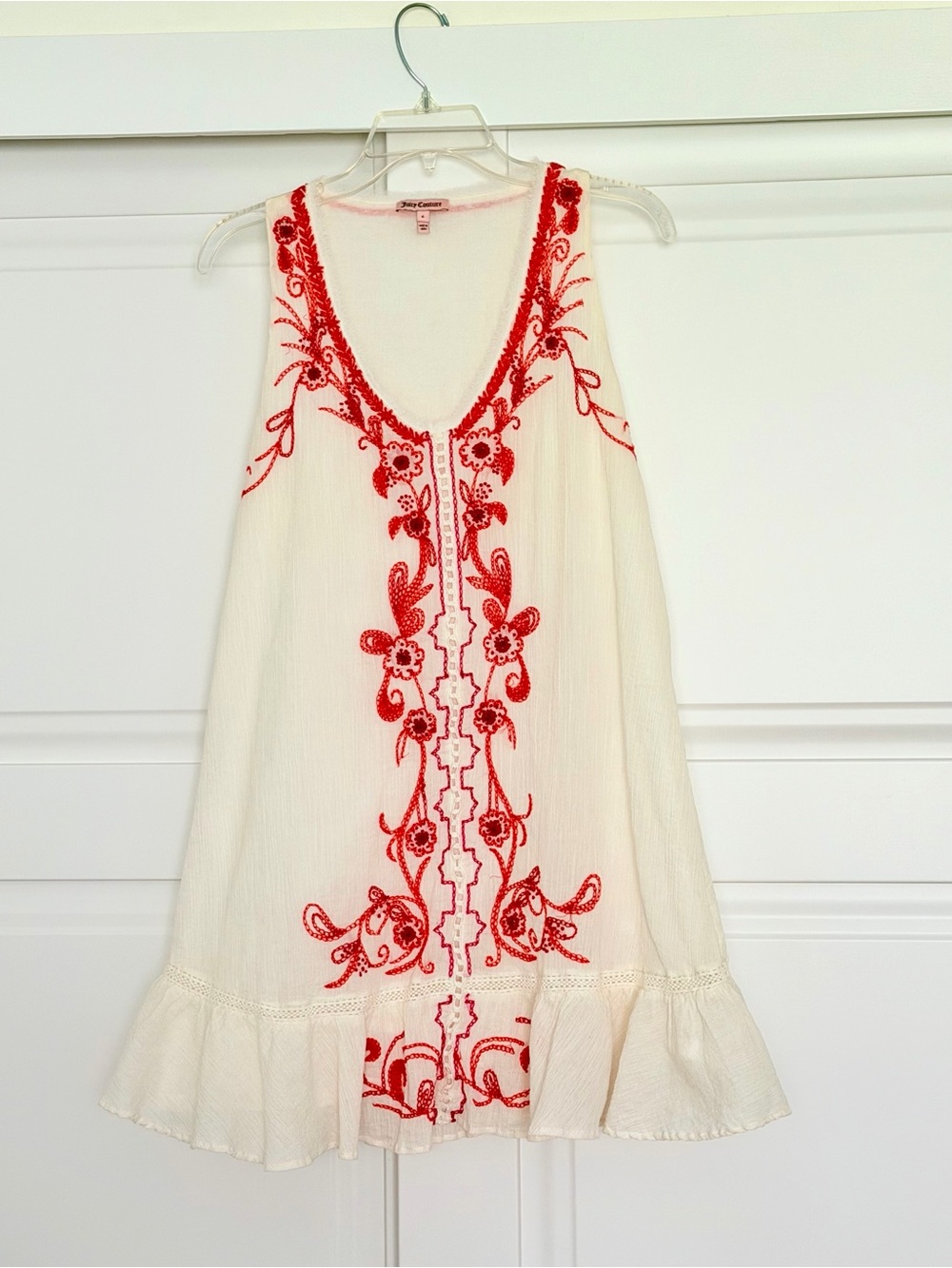 Vintage Juicy Couture White Sleeveless Embroidered Dress- Size 6